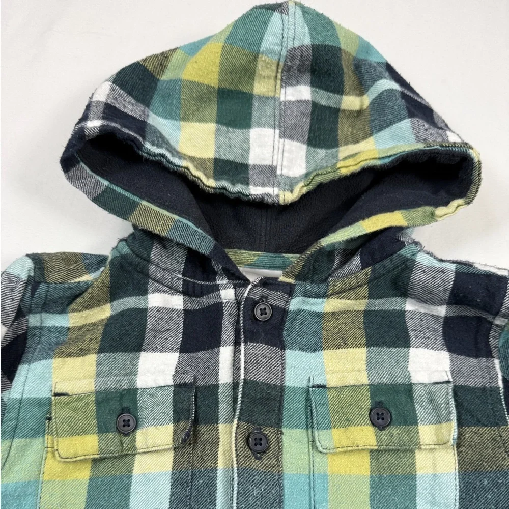 GYMBOREE‎ Toddler Boys Hooded Plaid Flannel Jacket 2T Cozy Outdoor Classic